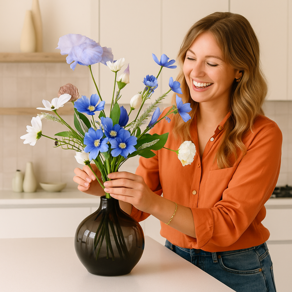 Blauwe Harmonie - Zijden Boeket